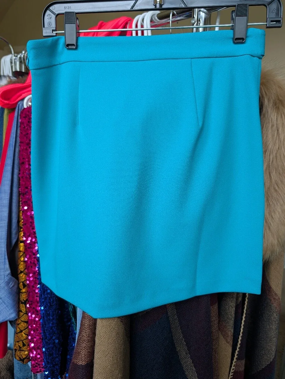 Michael Kors Turquoise Blue Mini Skirt with Gold Buttons